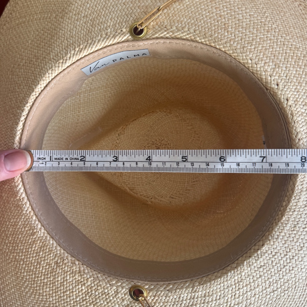 Van Palma Panama Livy Hat with gold plate chain Hand-braided straw NWOT sun hat - Picture 10 of 13